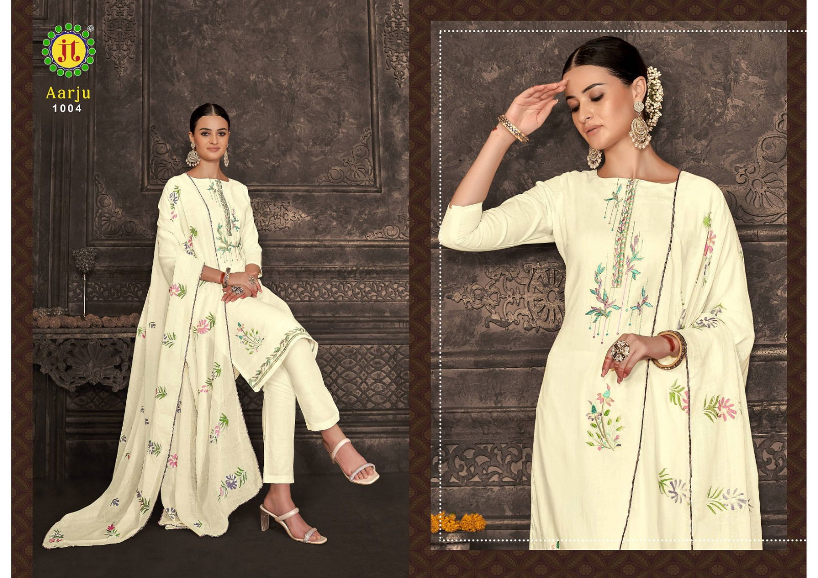 Aarju By Jt Embroidered Printed Cotton Dress Material Wholesale Market In Surat
